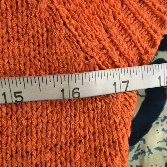 C'est City Cardigan Womens Sz L Orange Cotton Linen Knit Short Sleeve Sweater - Picture 6 of 7